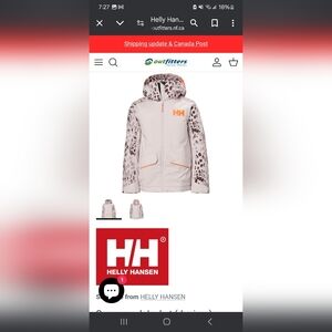 Helly Hansen Girls Junior Snow Angel Size 8 color Syrin